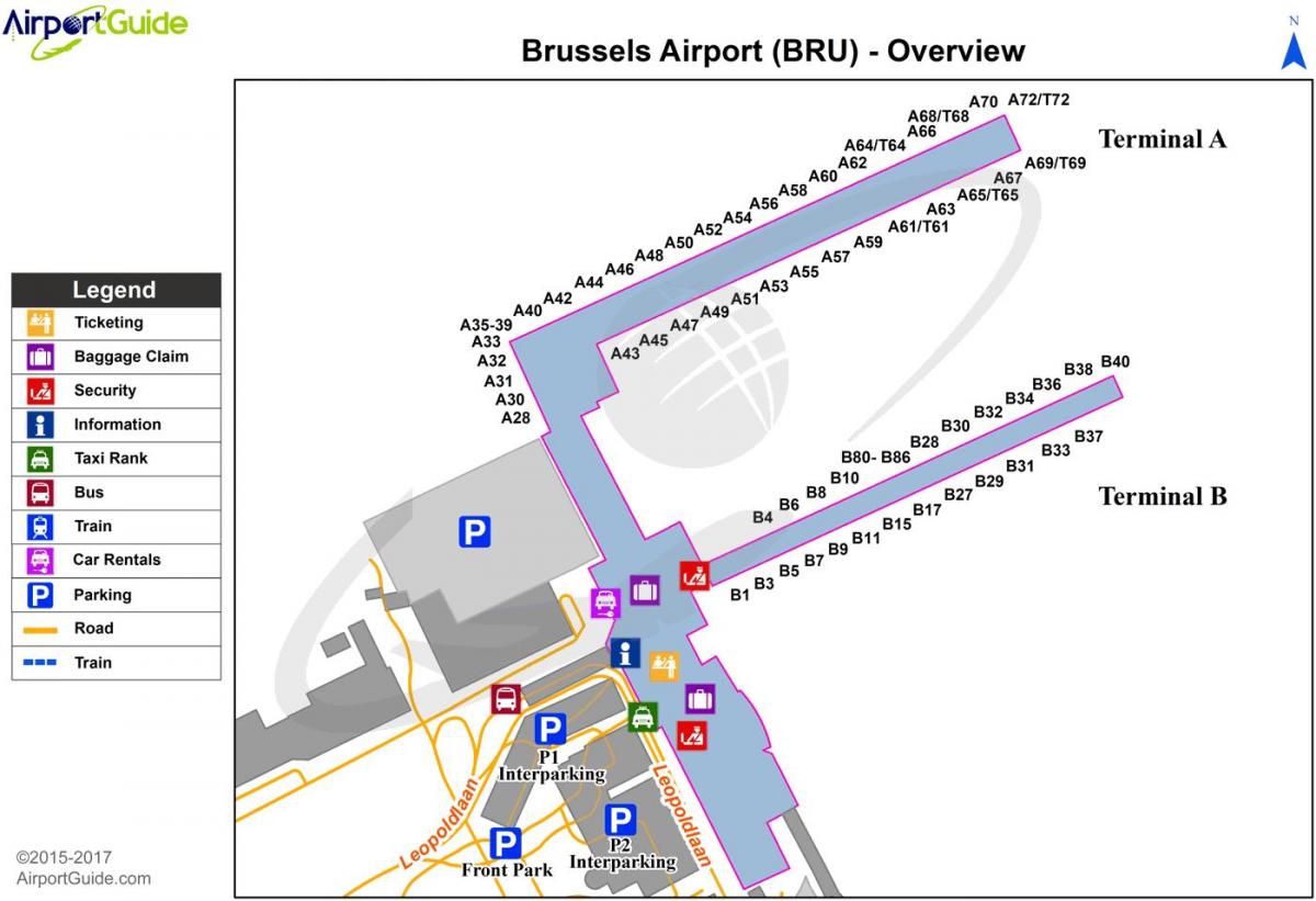 Mapa lotnisk w Brukseli