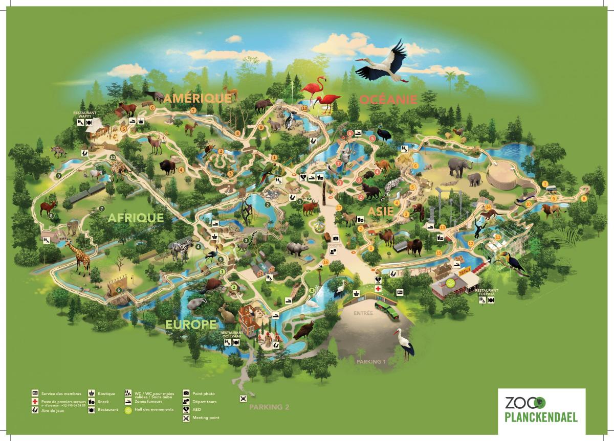 Mapa parku w zoo w Brukseli