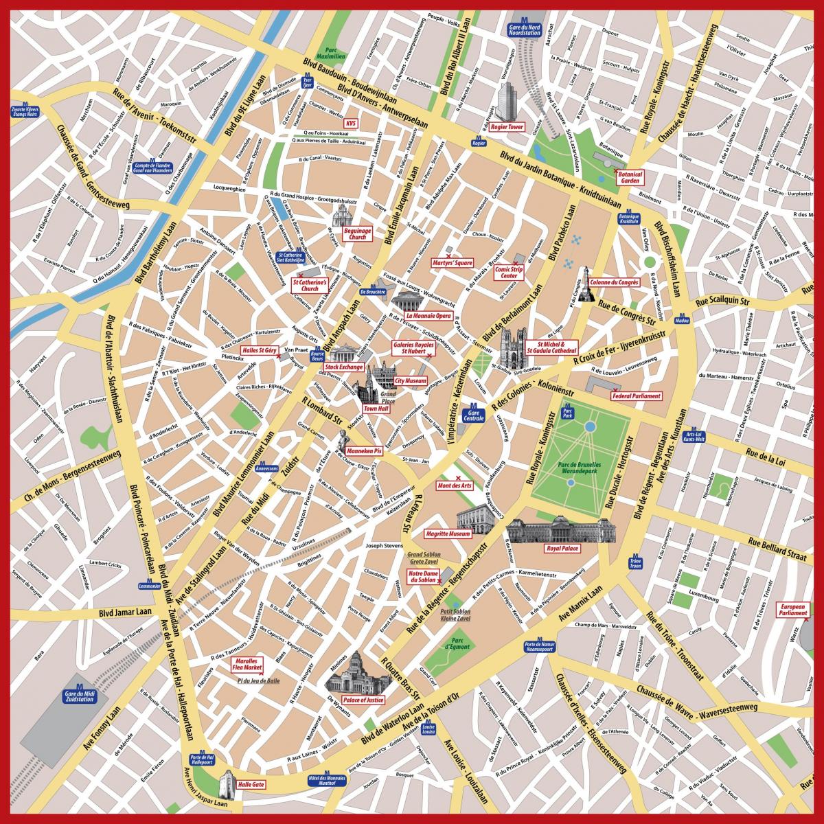 Mapa pieszych wycieczek po Brukseli